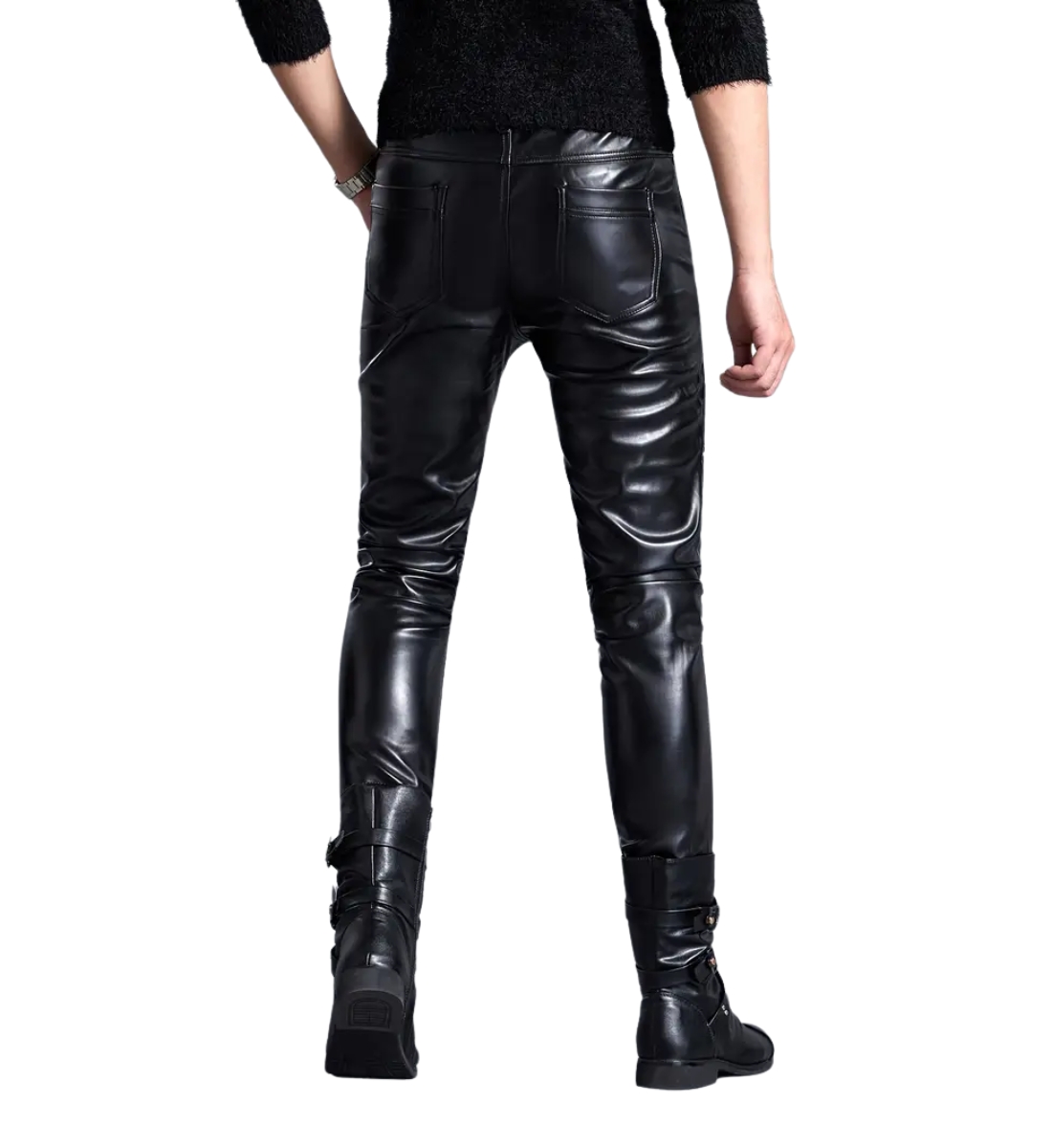 Men's Gothic Punk Rock Motorcycle Studded Pants-back side