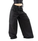 X-Gothic Black Baggy Wide-Leg Pants