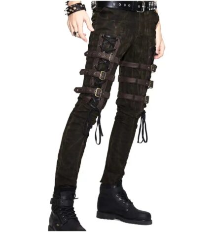 Men’s Gothic Strap Buckle Pants