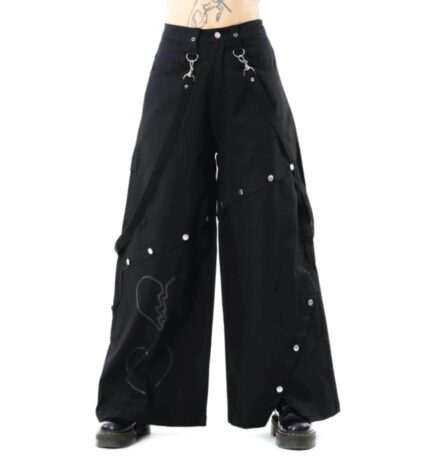 Women’s Black Gothic Wide-Leg Pants – Broken Heart Style