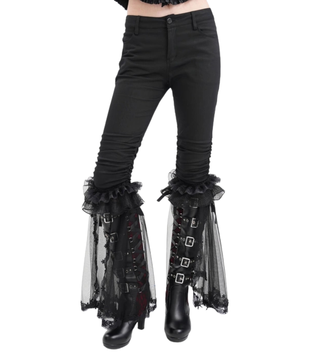 1-8.jpg Lace Flare Gothic Skinny Pants - Image 1