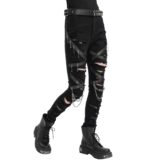 Women’s Black Gothic Chain Pants – Ripped Punk Style - Image 2