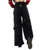 Women’s Black Gothic Wide-Leg Pants – Broken Heart Style - Image 3