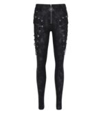 Women’s Black Gothic Lace-Up Pants – Punk Corset Style - Image 2