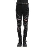 Women’s Black Gothic Chain Pants – Ripped Punk Style
