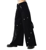 Women’s Black Gothic Wide-Leg Pants – Broken Heart Style - Image 2
