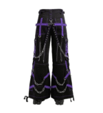 Women’s Black & Purple Gothic Chain Pants – Cyber Street Style - Image 2