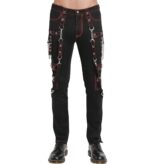 Red Stitch Gothic Chain Strap Pants