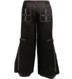 Women’s Black Gothic Chain Pants – Purple Stitch Streetwear - Image 2