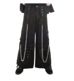 Black Punk Chain Cargo Pants – Goth Rave Style