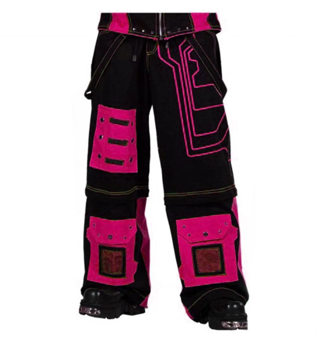 Neon-Rebellion-Cargo-Pants-front.jpg Neon Cyber Gothic Cargo Pants - Image 1