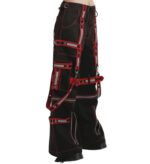 Punk Goth Red Bondage Cargo Pants - Image 3