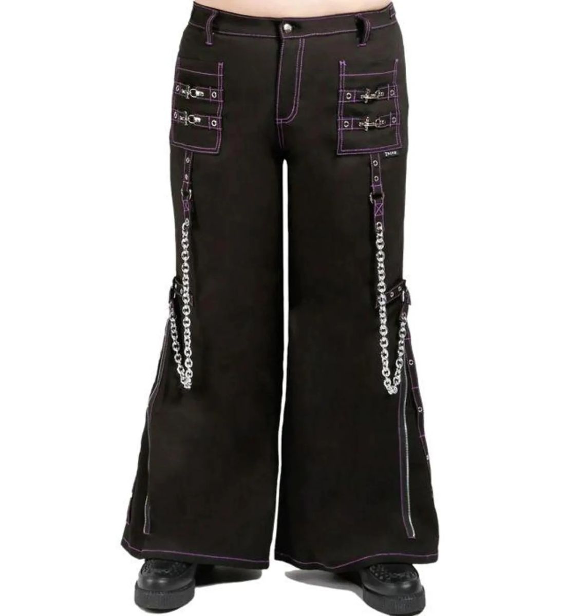 Violet-Venom-Utility-Pants-fronts.jpg Midnight Violet Chain Cargo Pants - Image 1