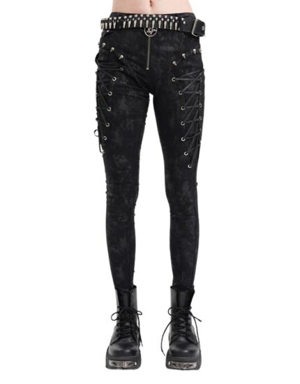 Women gothic lace-up pants punk corset front view by X GOTHIC