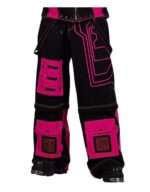 Neon cyber cargo pants front view electric rave streetwear by X GOTHIC