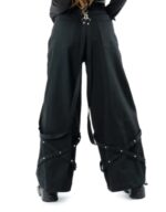 back view women gothic wide leg streetwear pants X GOTHIC