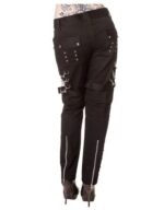 Back view of women punk gothic chain pants with metal chains