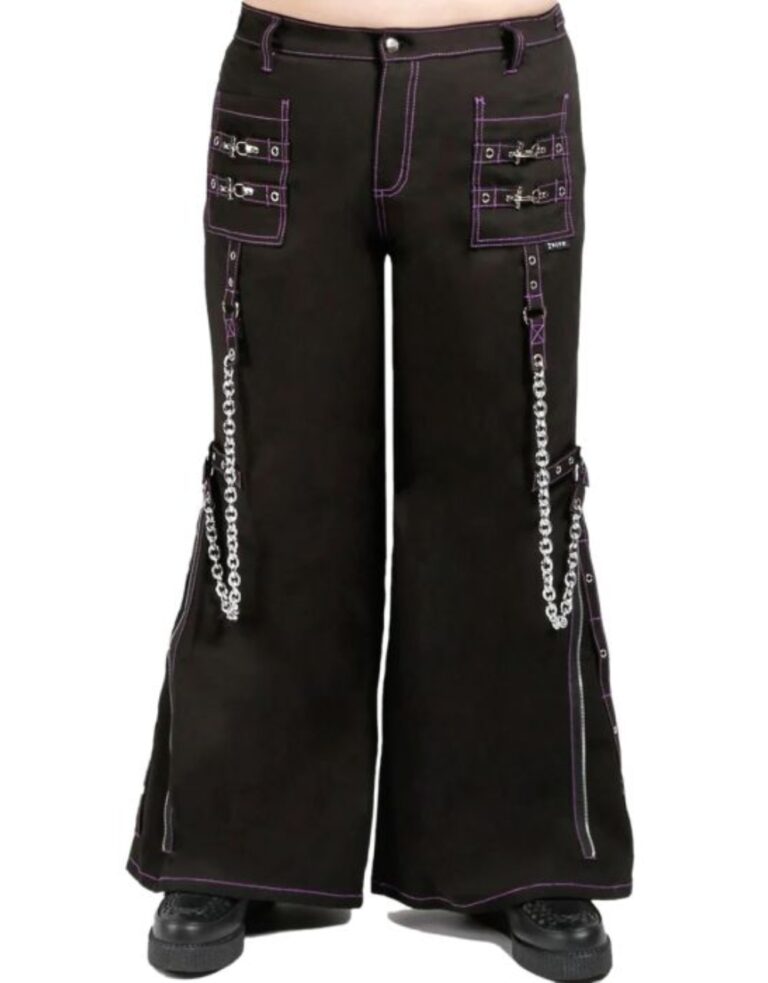 X GOTHIC Midnight Violet gothic chain cargo pants front view