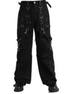 X GOTHIC Night Reaper black gothic cargo pants with straps front view