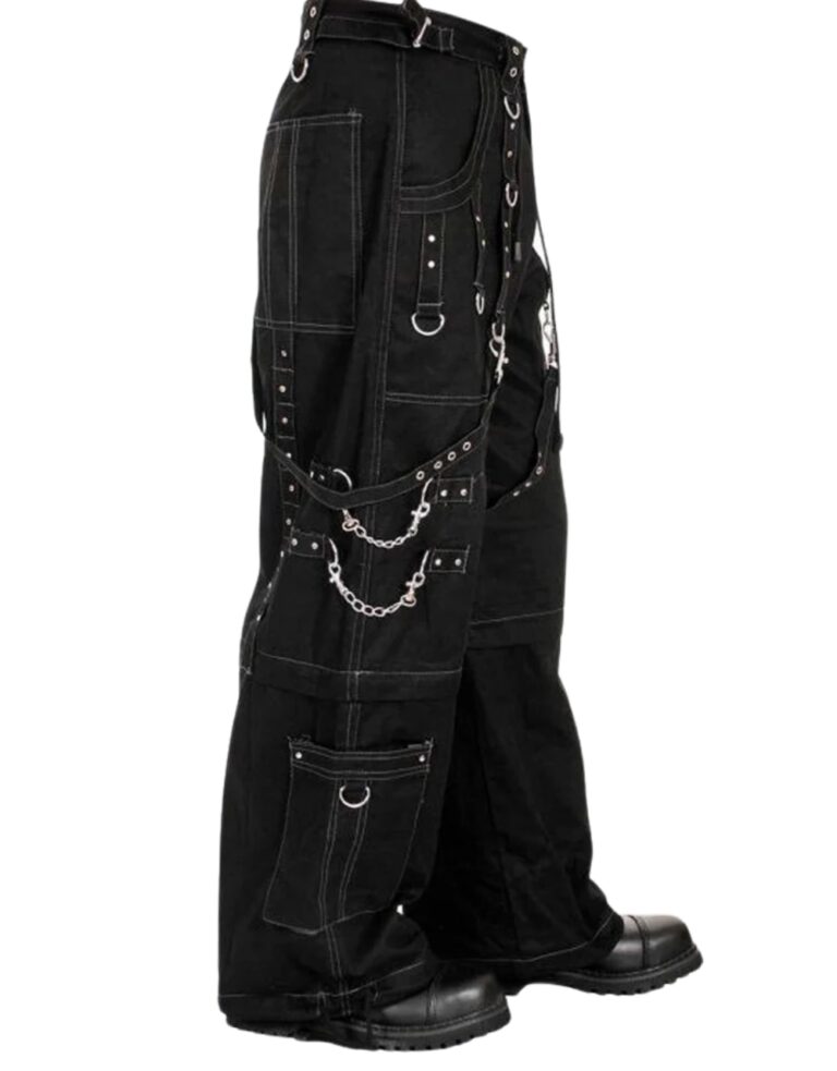 Back view of X GOTHIC Night Reaper gothic streetwear pants with cargo pockets