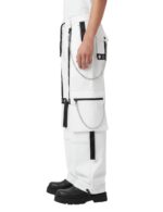 Side view of X GOTHIC white punk gothic pants with detachable chains