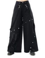 X GOTHIC women gothic wide leg pants broken heart front view